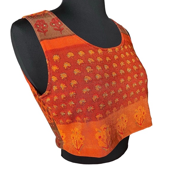 Vintage 90’s Orange Crop Top High Waist Skirt Set - Picture 3 of 3